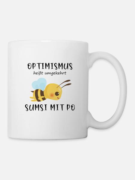 Biene Optimismus Sumsi mit Po - Tasse - Weiß