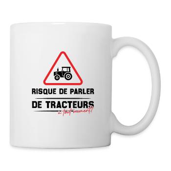 Risque de parler de tracteurs à tout moment - Mug blanc - blanc - Droite