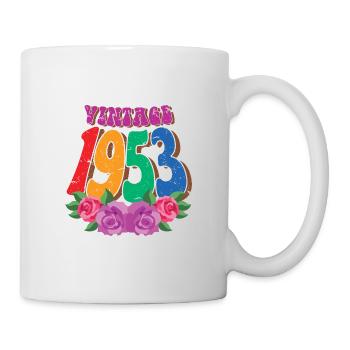 Fleur rétro 1953, 70 ans Cadeau 70e anniversaire - Mug blanc - blanc - Droite