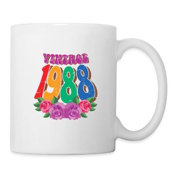 Retro Blume 1988, 34 Jahre alt 34. Geburtstag Geschenk - Tasse - Weiß - Rechts