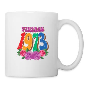 Fleur rétro 1973, 50 ans Cadeau 50e anniversaire - Mug blanc - blanc - Droite