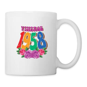 Fleur rétro 1958, 64 ans 64th Birthday Gift - Mug blanc - blanc - Droite