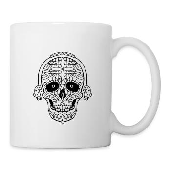 Totenkopf Mandala - Tasse - Weiß - Rechts