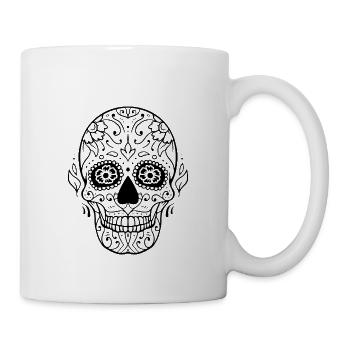 Totenkopf Mandala - Tasse - Weiß - Rechts