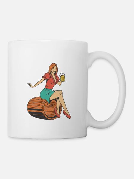 Frau Bierfass - Tasse - Weiß