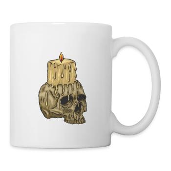 Totenkopf Kerze - Tasse - Weiß - Rechts