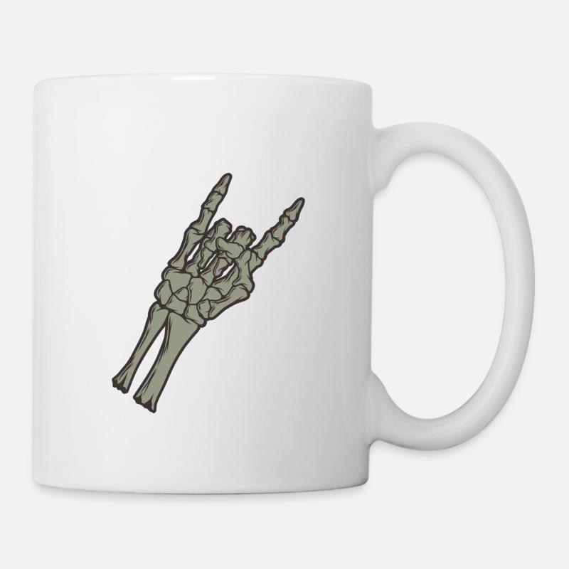 Rock and Roll Knochenhand - Tasse - Weiß
