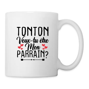Tonton Veux tu être Mon Parrain? - Mug blanc - blanc - Droite