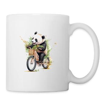 Panda mit Fahrrad - Tasse - Weiß - Rechts