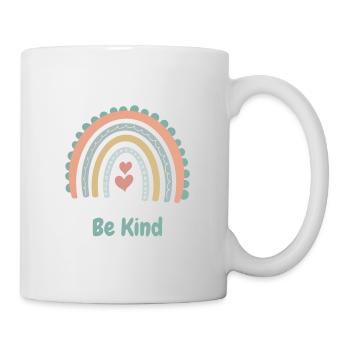 Be Kind - Regenbogen und Herzen - Boho - Tasse - Weiß - Rechts