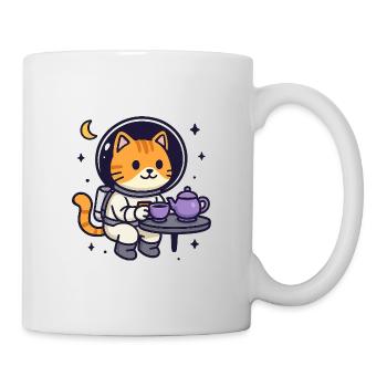 Space Cat Tea Time – Kawaii Astronaut - Mug - white - Right