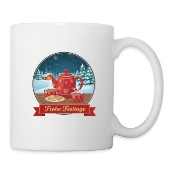 Rote Teekanne im Winterzauber - Tasse - Weiß - Rechts