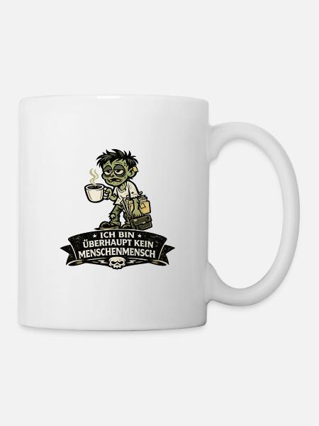 Zombie mit Kaffee und Aktenkoffer - Tasse - Weiß