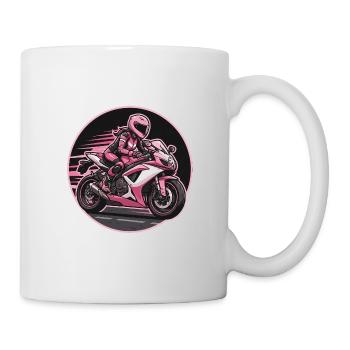 Pink Rider on Sport Motorcycle - Mug - white - Right