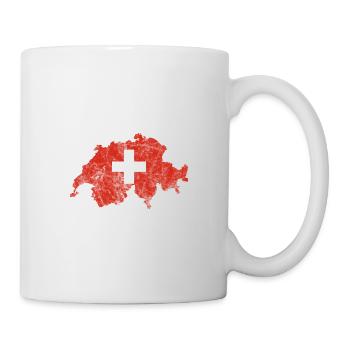 Schweiz Umriss Schweizer Flagge Ski Urlaub Alpen - Tasse - Weiß - Rechts