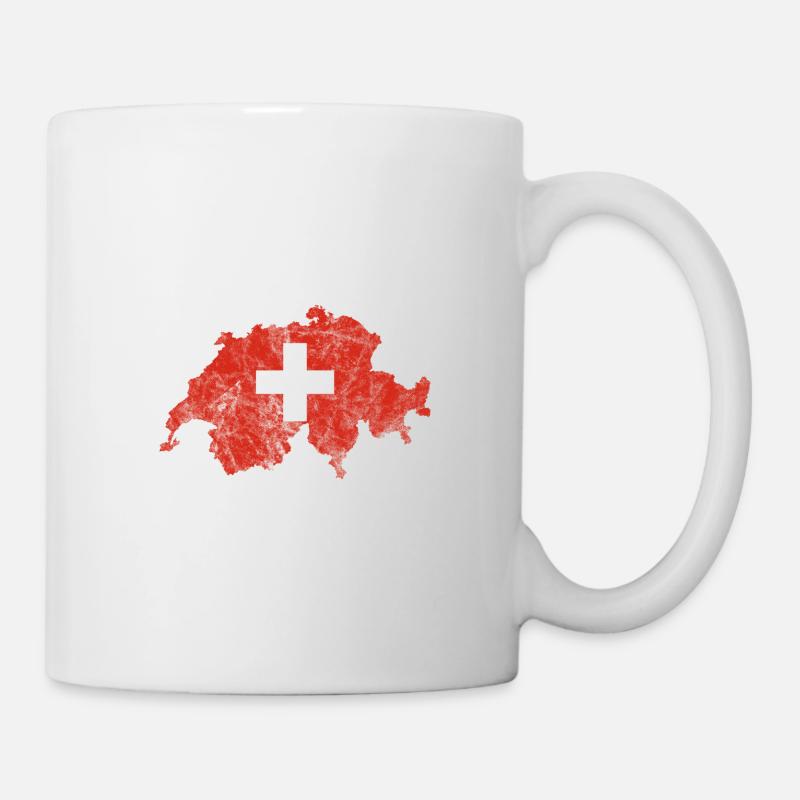Drapeau suisse vacances au ski Alpes - Mug blanc - blanc