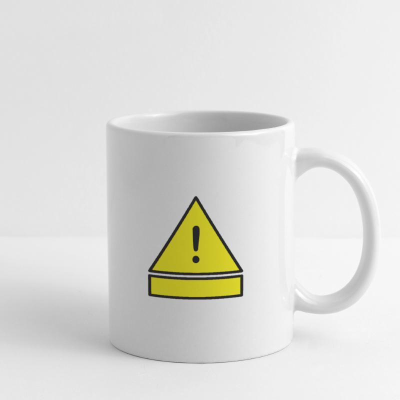 Exclamation mark on a warning triangle with an additional sign Mug