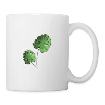 Monsetra Ableger mit zwei Blättern - Tasse - Weiß - Rechts
