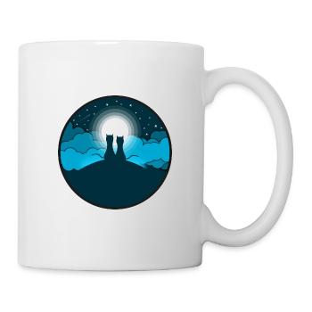 Katzen Nacht Stars Sterne Wolken Geschenk Himmel - Tasse - Weiß - Rechts