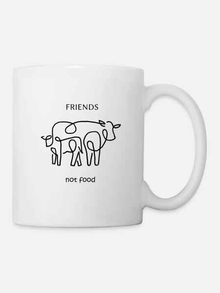 Friends not food / Vegan / Line Art - Tasse - Weiß