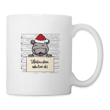 Es eskaliert eh lustige Weihnachten Nilpferd - Tasse - Weiß - Rechts