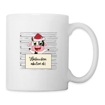 Es eskaliert eh lustige Weihnachten Kuh - Tasse - Weiß - Rechts
