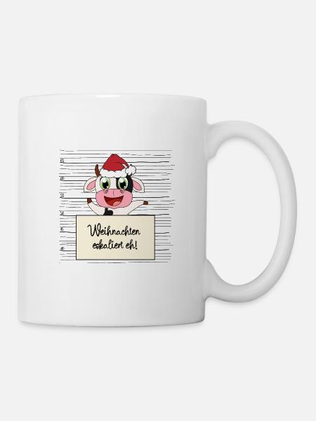 Es eskaliert eh lustige Weihnachten Kuh - Tasse - Weiß