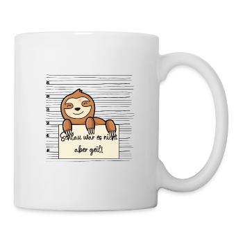 Faultier lustiger Spruch humor Gefängnisbild - Tasse - Weiß - Rechts