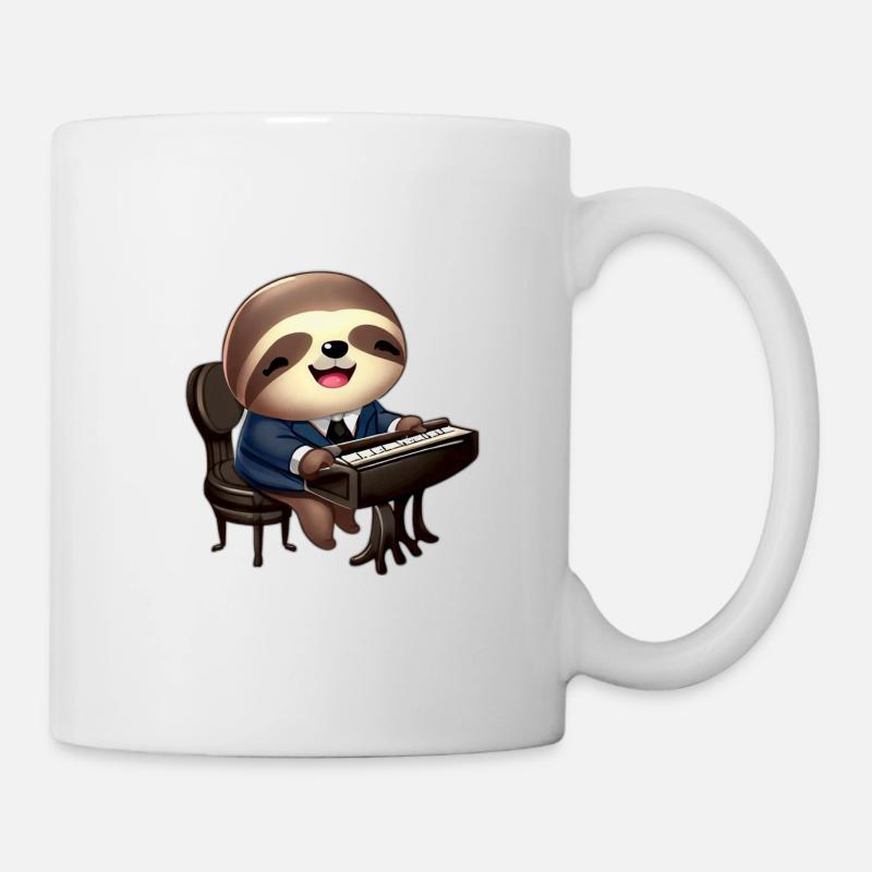 Faultier am Klavier - Tasse - Weiß