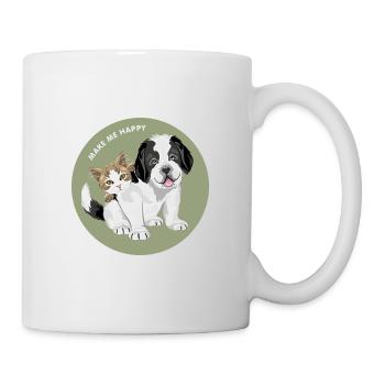 Bernhardinerwelpe und niedliche Katze - Tasse - Weiß - Rechts