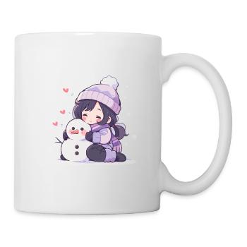 Süßer Weihnachts Schneemann Mädchen Winter-Design - Tasse - Weiß - Rechts