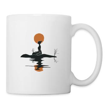 T Shirt Design Yoga au bord du lac - Mug blanc - blanc - Droite