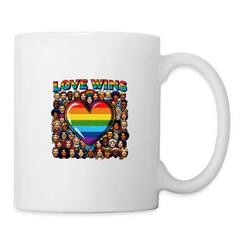 Love Wins Rainbow Heart LGBT Pride Design - Tasse - Weiß - Rechts