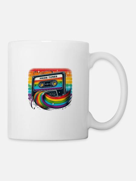 Pride Tunes Rainbow Cassette Design - Tasse - Weiß
