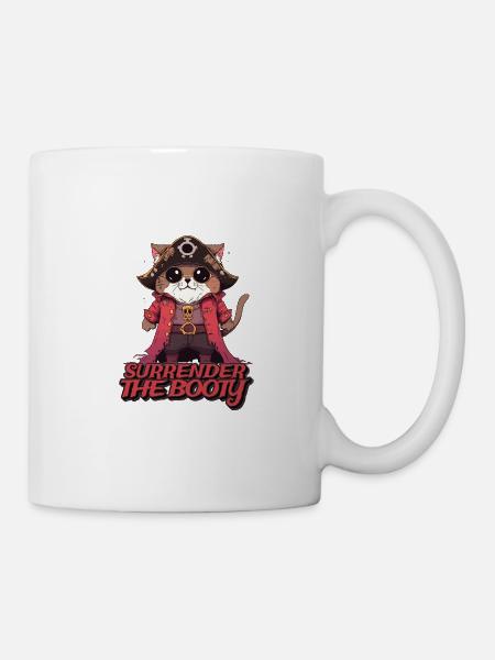 Piraten Katze gib mir die Schätze - Tasse - Weiß