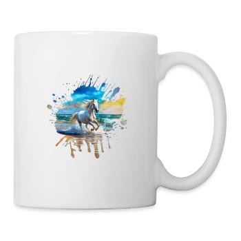 Pferd am Strand - Tasse - Weiß - Rechts
