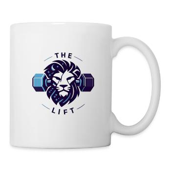 The Lion’s Lift: Minimalist Zodiac Gym Graphic - Tasse - Weiß - Rechts
