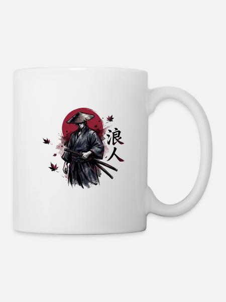 Schattensamurai im Herbstrot - Tasse - Weiß