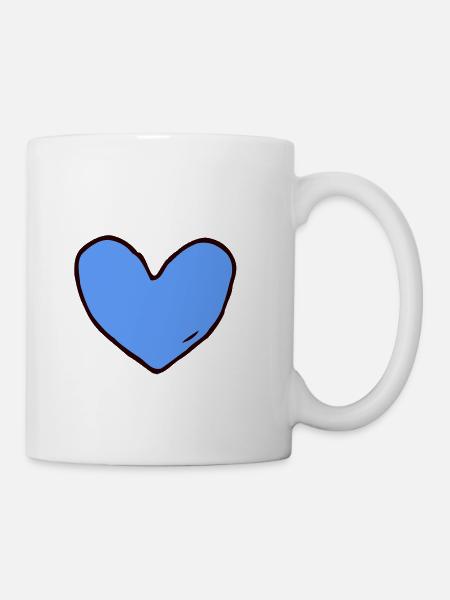 Blaues Herz - Tasse - Weiß