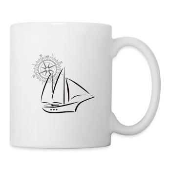 Kompass und Segelschiff - Tasse - Weiß - Rechts