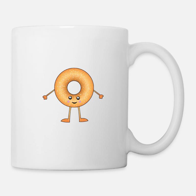 Donut Kawaii souriant et souriant - Mug blanc - blanc