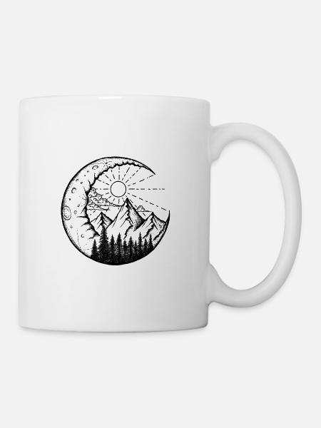Paysage de montagne dans la lune (noir) - Mug blanc - blanc