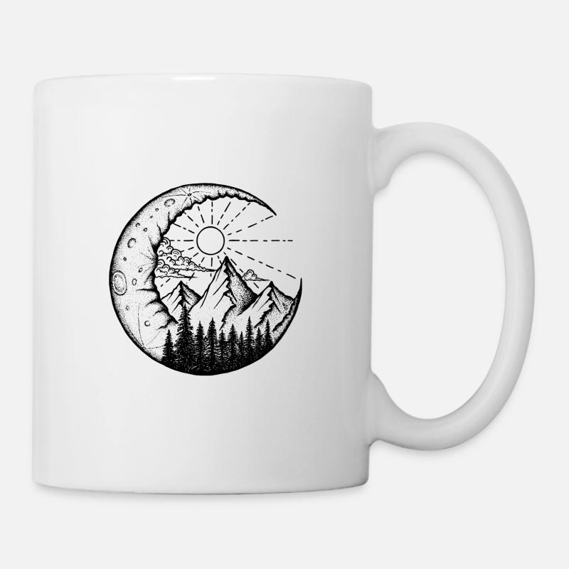 Paysage de montagne dans la lune (noir) - Mug blanc - blanc