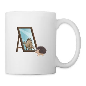 Herbst-Motivation Igel selbstbewusst Spiegelbild - Tasse - Weiß - Rechts