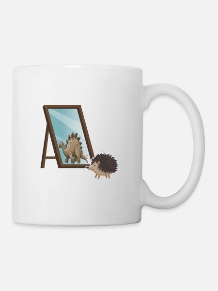 Herbst-Motivation Igel selbstbewusst Spiegelbild - Tasse - Weiß