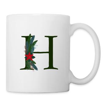 H – dekoratives Schriftzeichen – Weihnachten - Tasse - Weiß - Rechts