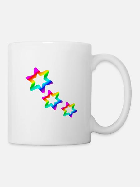 bunte Sterne Regenbogen - Tasse - Weiß
