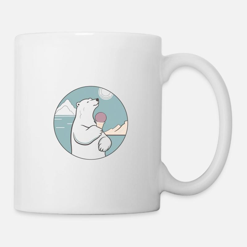 Eisbär mit Eiscreme am Nordpol - Tasse - Weiß