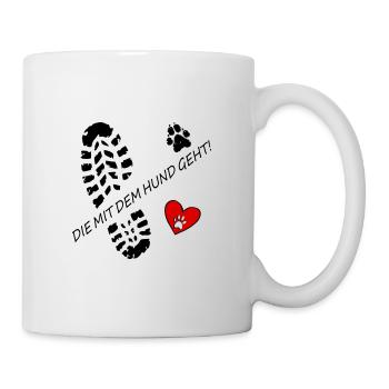 Qui va avec le chien ! pour les amoureux des chiens avec 💖🐾 - Mug blanc - blanc - Droite
