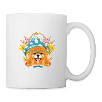 Cute Pomeranian dog with blue hat and eyegiasses - Mug - white - Right